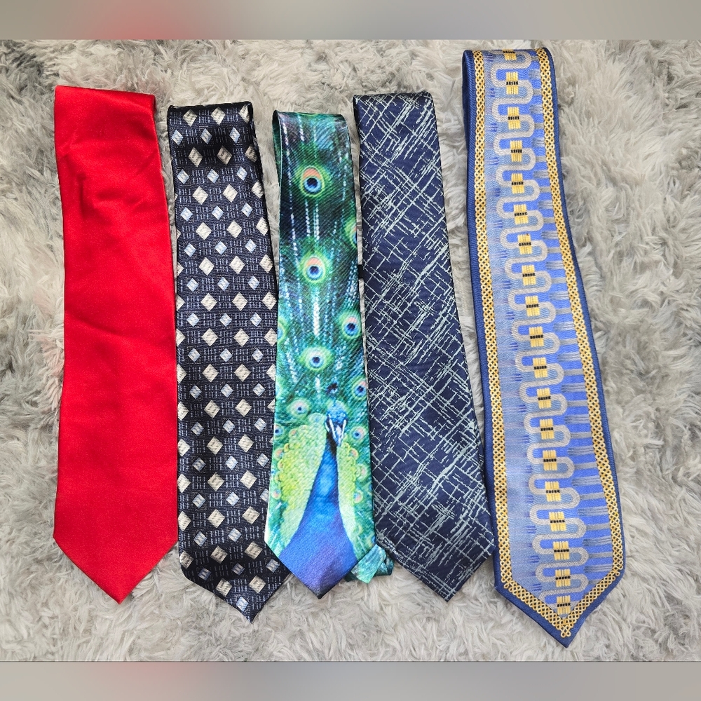 Puritan Red, Navy, and Peacock And Other Patterned Ties Some No Tags Lot